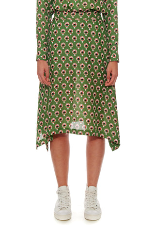 Poitiers Skirt - Handkerchief hemline skirt with side pockets in green