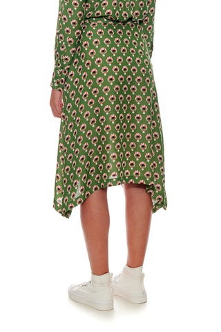 Poitiers Skirt - Handkerchief hemline skirt with side pockets in green