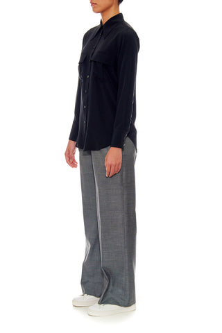 Metz Blouse - Utility pockets silk shirt in black