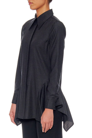 Tulle Blouse - Button-up blouse with a side drapes