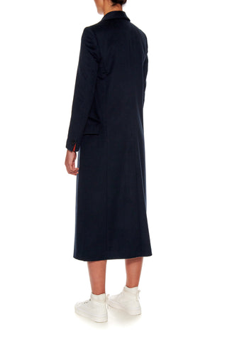 Angers Coat - Shawl collar cashmere coat in blue black