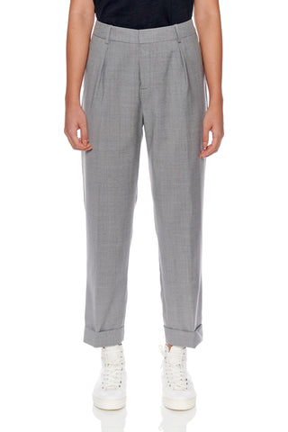 Nantes Trousers - High-waisted, cigarette wool trousers in grey