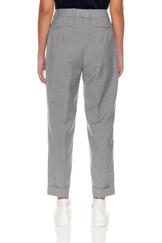 Nantes Trousers - High-waisted, cigarette wool trousers in grey