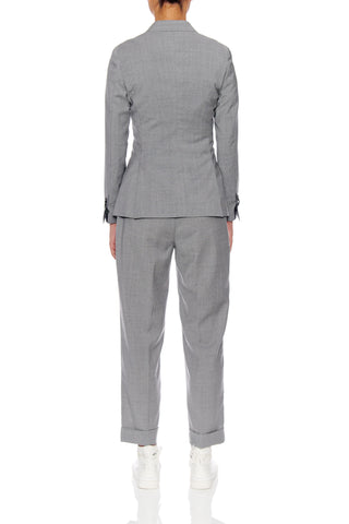 Nice Jacket - Double breasted slim fit wool suit jacket in grey