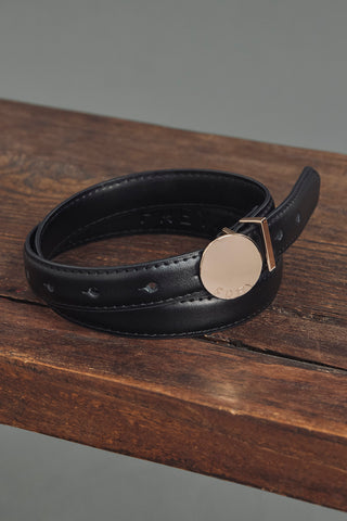 Belt - Frey Logo Belt in 100% Black Calf Leather