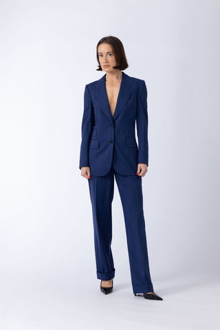 Sneek Jacket & Workhum Trousers in Navy Blue Stripe