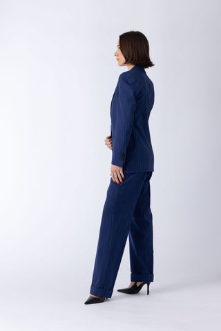 Sneek Jacket - Single-breasted jacket in navy blue stripe