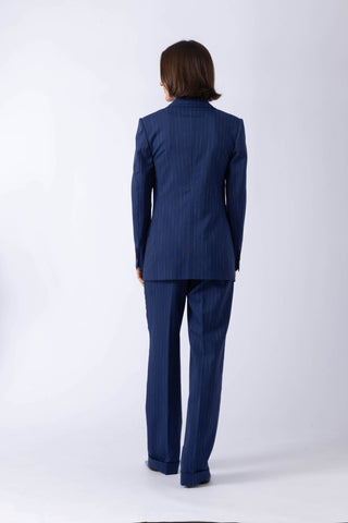 Sneek Jacket - Single-breasted jacket in navy blue stripe