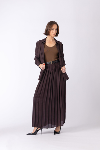 Townsville shirt -Long sleeve oversized shirt in dark brown