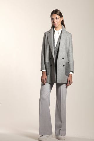 Saint-Etienne - Oversized wool jacket with patch pockets in sky grey