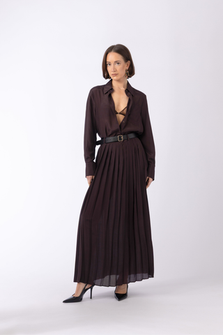 Townsville Shirt & Kozani Skirt in Dark Brown