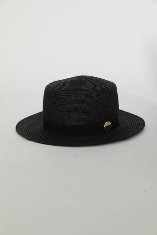 Straw Bucket Hat - Turgi Black Straw Bucket Hat