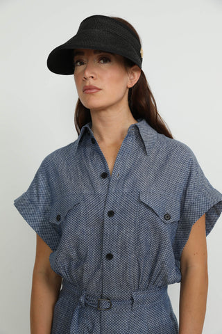 Straw Visor Black - Thun Black Straw Visor