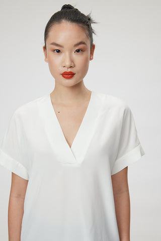 Lecce Blouse - V-neck blouse in  white