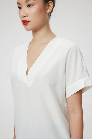 Lecce Blouse - V-neck blouse in  white