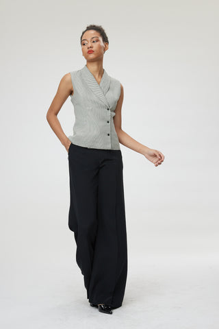 Ravenna Blouse - Double breasted tailored waistcoat in black & white