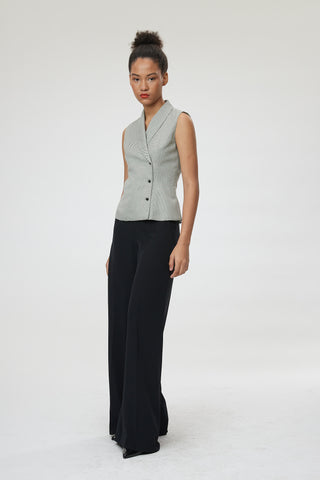 Ravenna Blouse - Double breasted tailored waistcoat in black & white