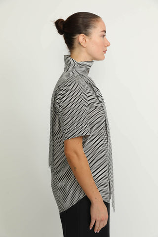 Horn Blouse - Horn Blouse in Black Polkadot Print