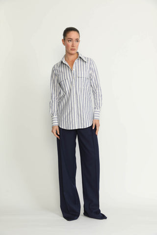 Metz Shirt - Metz Blue & White Striped Shirt