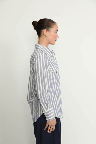 Metz Shirt - Metz Blue & White Striped Shirt