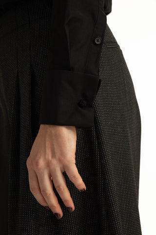 Sala Blouse - Mandarin collar shirt in black