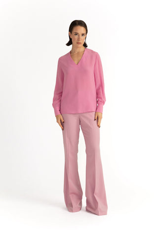 Ludvika Blouse - V-neck silk blouse in pink