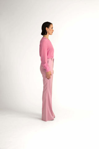 Ludvika Blouse - V-neck silk blouse in pink