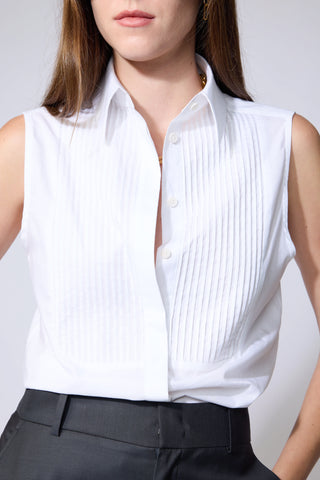 Oss Shirt - Sleeveless shirt with rib in white