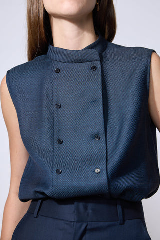 Eksjo Blouse - Sleeveless blouse in navy