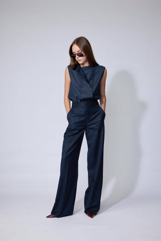 Eksjo Blouse - Sleeveless blouse in navy