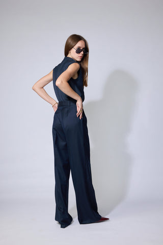 Eksjo Blouse - Sleeveless blouse in navy