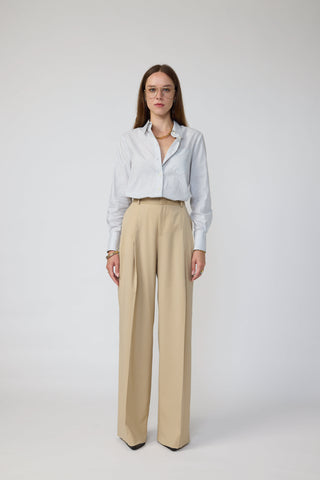 Townsville Shirt - Long sleeve oversized shirt in grey stripe
