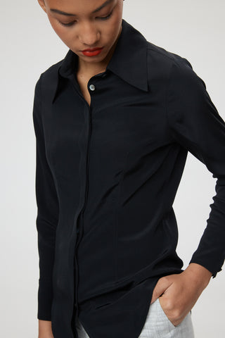 Trento Blouse - Fitted silk blouse in black