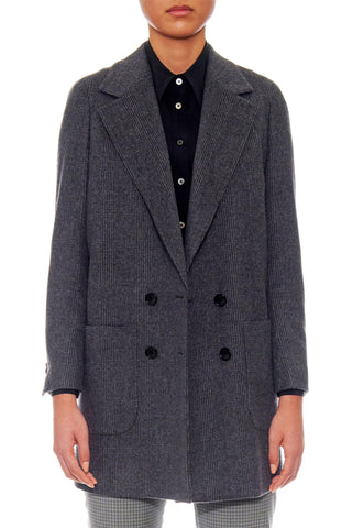 Saint-Etienne - Oversized wool jacket with patch pockets in dark grey