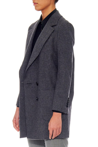 Saint-Etienne - Oversized wool jacket with patch pockets in dark grey