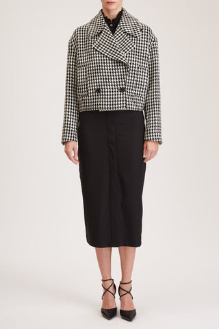 Ashford Coat - Double breasted short jacket in black dogtooth