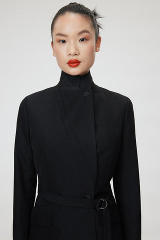 Palermo Coat - Double breasted long suit jacket in black