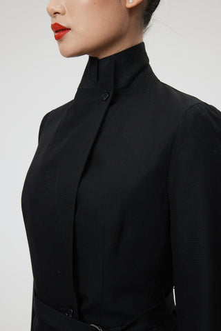 Palermo Coat - Double breasted long suit jacket in black