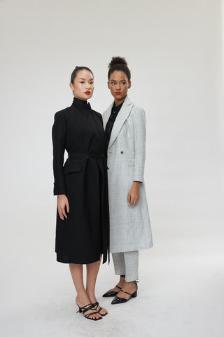 Palermo Coat - Double breasted long suit jacket in black