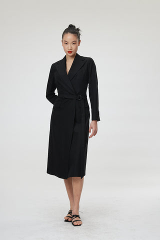 Palermo Coat - Double breasted long suit jacket in black