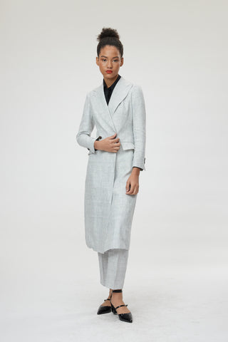 Palermo Coat - Double breasted long suit jacket in grey