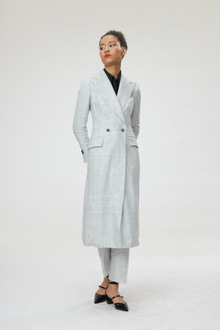 Palermo Coat - Double breasted long suit jacket in grey