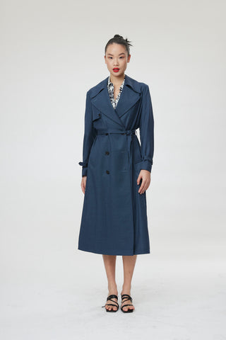 Andria Coat - Light trench  in navy twill