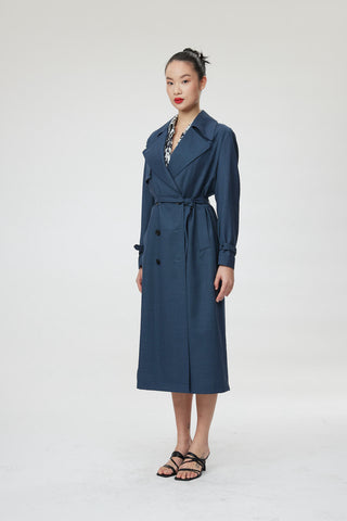 Andria Coat - Light trench  in navy twill