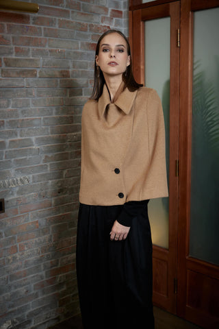 Barcelos Coat - Peacoat in camel beige wool