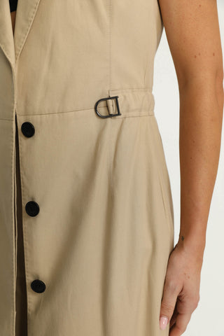 Basel Trenchcoat - Basel Khaki Beige Sleeveless Trench