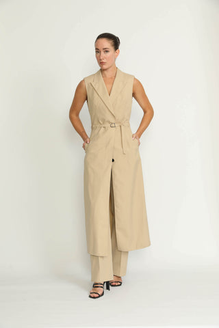 Basel Trenchcoat - Basel Khaki Beige Sleeveless Trench