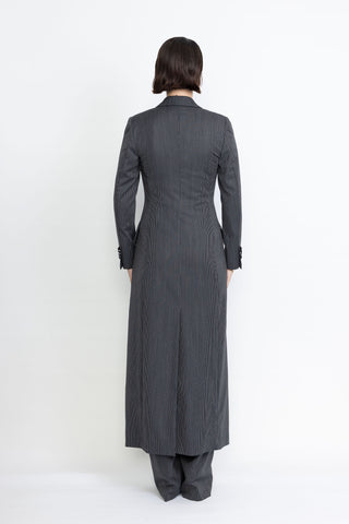 Agueda Limited Edition Coat - Midi-length coat in black pinstripe