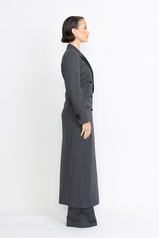 Agueda Limited Edition Coat - Midi-length coat in black pinstripe