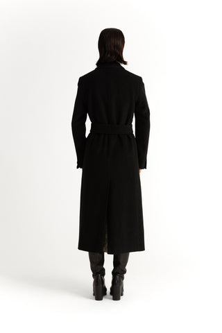 Stockholm Coat - Straight-cut long coat in charcoal black